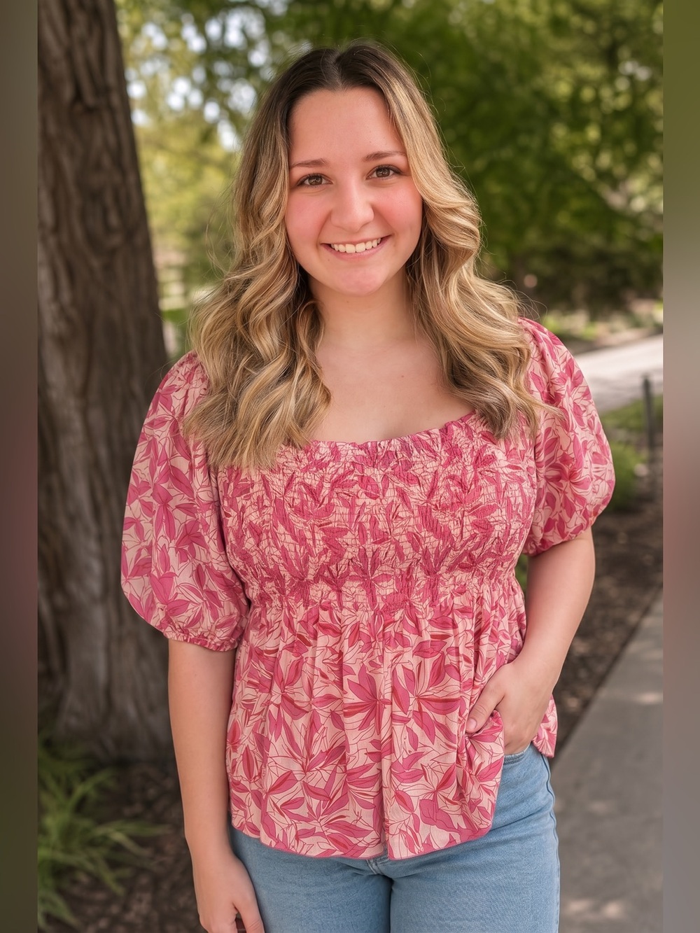 Blush Blossom Plus Size Babydoll Top